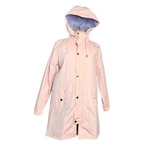 Avoogue Sz M Waterproof Raincoat Lightweight Lined Rain Jacket Hooded Striped